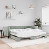 VidaXL Daybed and Trundle Bed and Mattress Light Grey 100x200 Cm Velvet 3196722