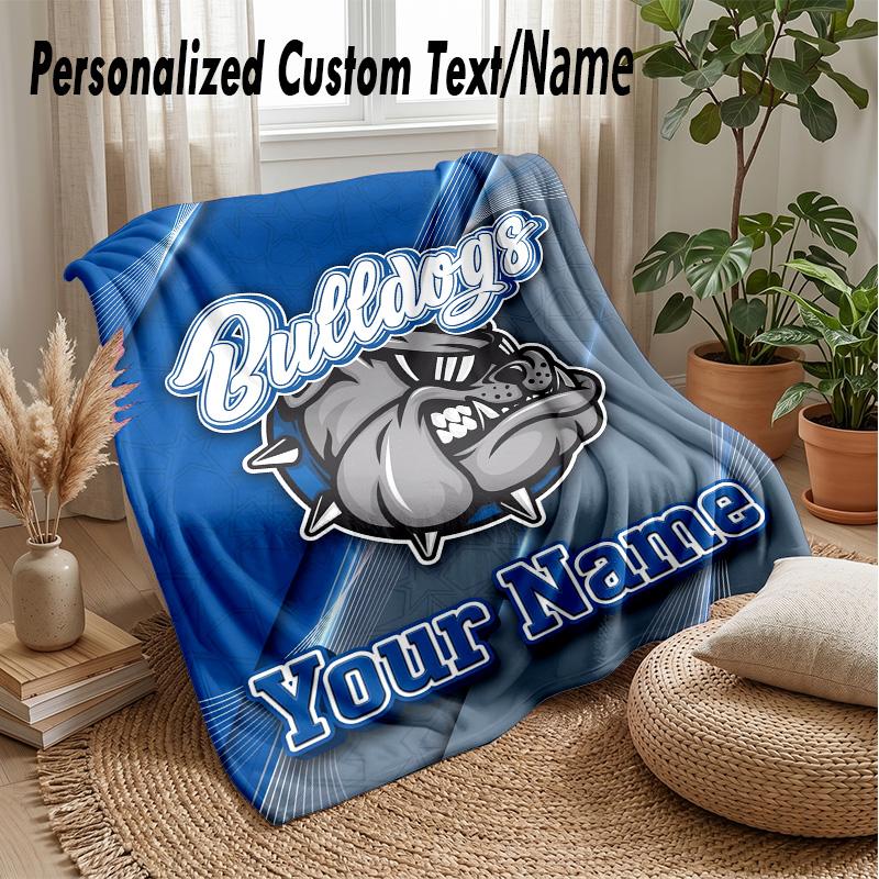 Canterbury-Bankstown Bulldogs Custom Flannel Throw Blanket Print Your Name Text Soft Warm Blanket Holiday Present