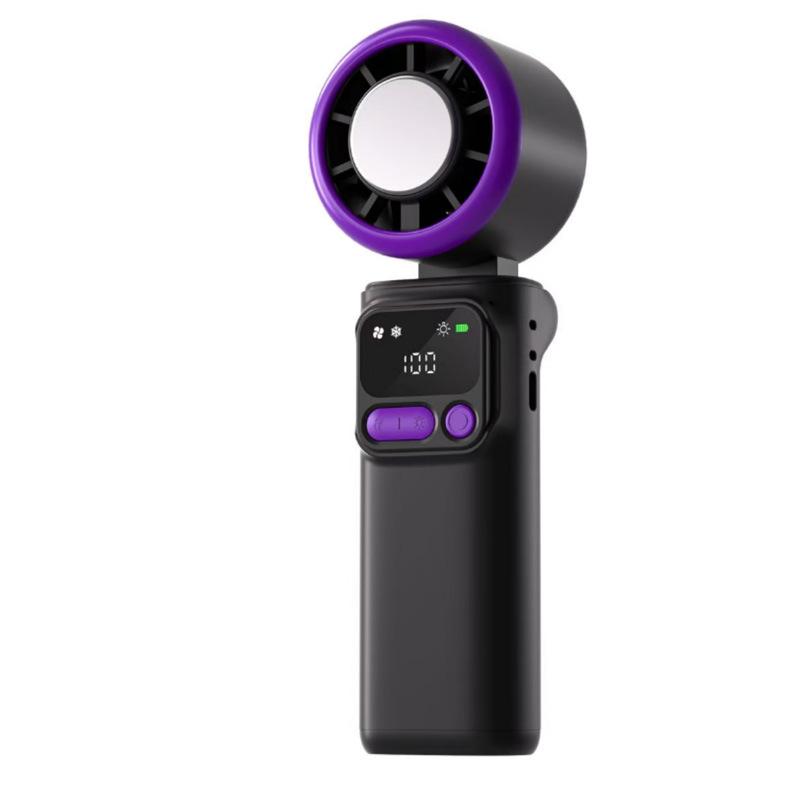 2026 Handheld Turbo Fan with Digital Display, 199 Speeds & Ice Pack Cooling, Three-Fold Design with Lanyard
