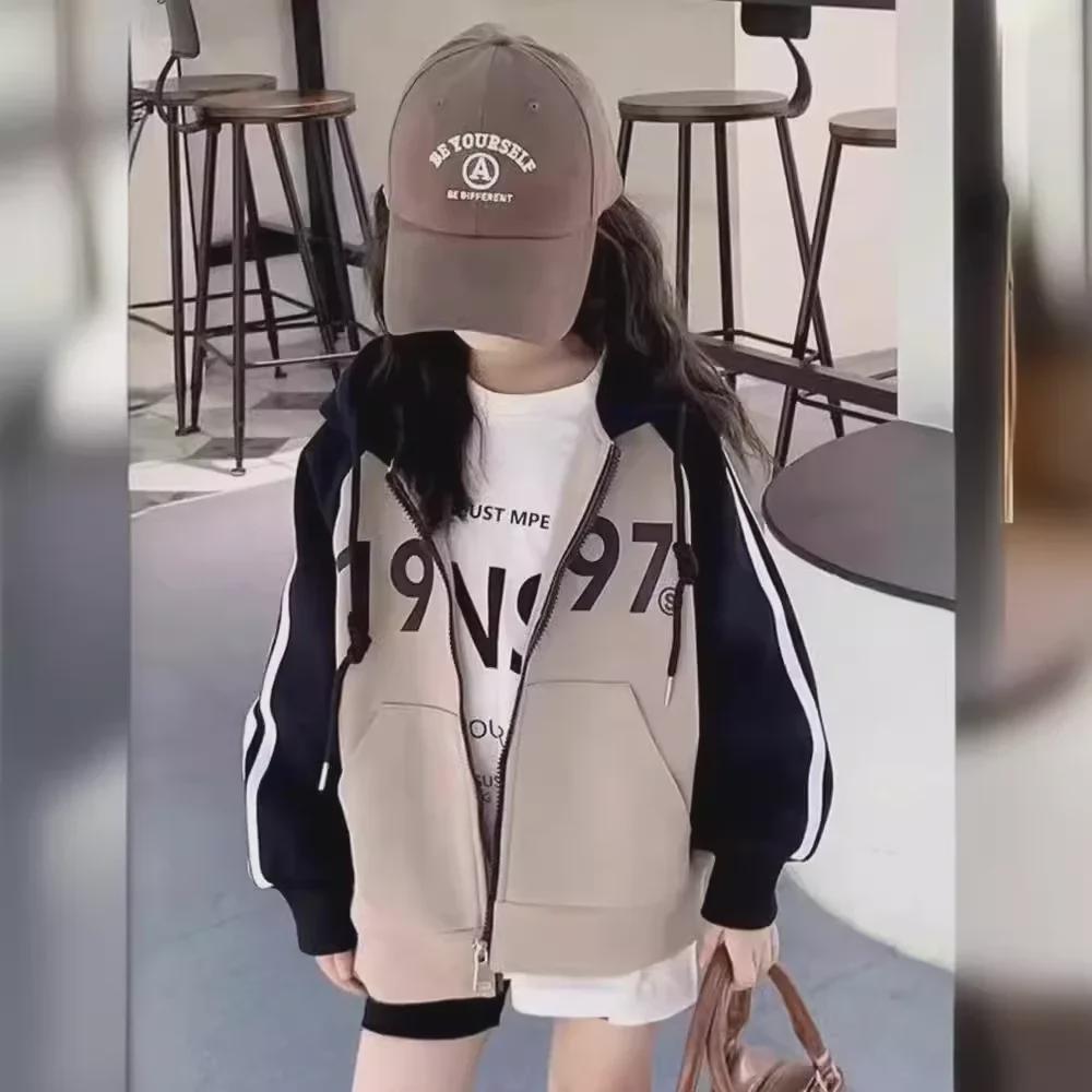 Стильные весенние и осенние куртки для девочек 2024 года - модные спортивные толстовки для детей.