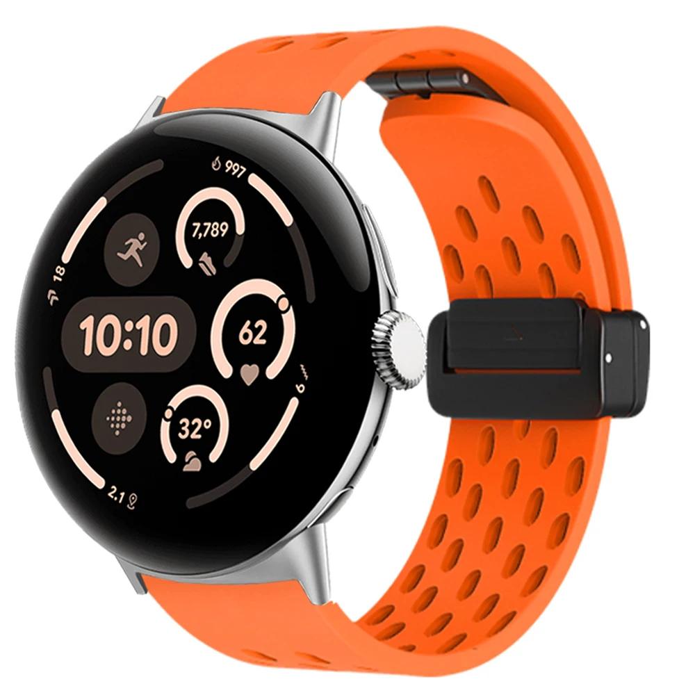 Дышащий силиконовый ремешок для Google Pixel Watch 3 45 мм Магнитный браслет для Pixel Watch 3 41 мм Заменяемые аксессуары для браслета