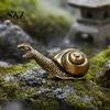 Tea Table Sculpture Vintage Bronze Snail Sculpture, Metal Animal Statue, Slow Living Desk Life Decor for Home Office Table, Garden Yard Ornament Gift