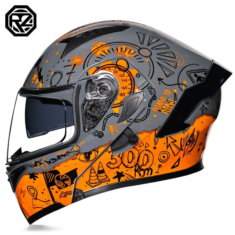 Motorcycle Helmets Men's and Women's Unveiling Helmets Full Helmets Tail Rider Bluetooth Locomotive Men's and Women's Winter Personality Electric