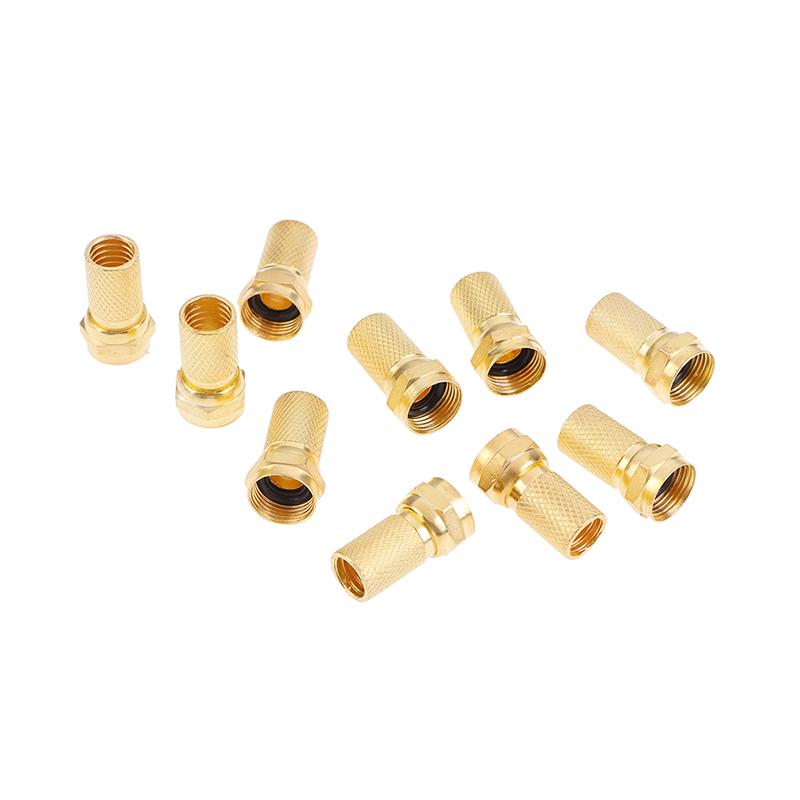 10 шт. скручивающиеся вилки коаксиального кабеля Rg6 типа F, латунный разъем, медь