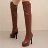 Platform Women's Over the Knee Boot Black White Heeled Thigh High Long Boot Party Footwear Shoes Lady Large Size 50 Water-proof