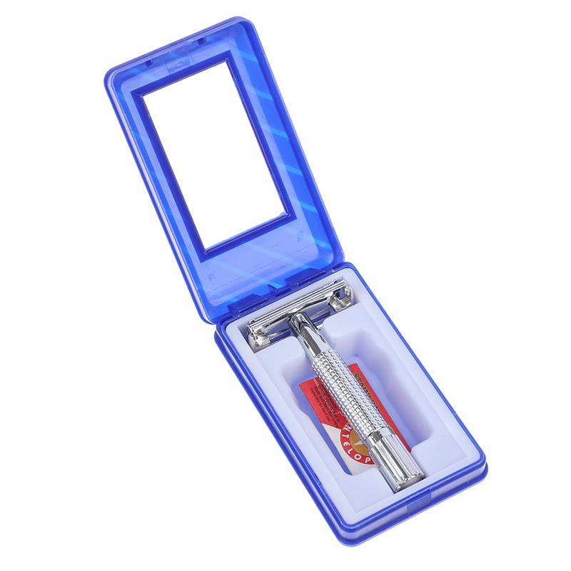 Мужская традиционная классическая хромированная бритва безопасности с двойным лезвием + 1 лезвие