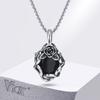 Vnox Goth Black Stone Rose Necklaces for Men Women, Thorn Flower Pendant with Box Chain, Retro Dark Collar Jewelry