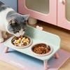 Anti-slip Pet High-foot Bowl Love-heart Double Bowl Cat Feeder Bowl  for Puppy and Cat