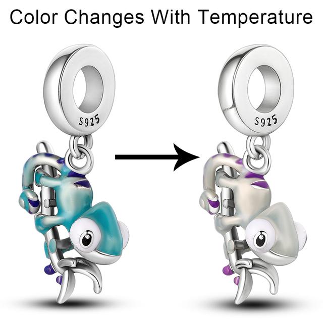 925 Серебряный Шарм Хамелеон Светлячок Лампочка Светлячок Звезда Луна Подвеска Подходит Женский Браслет 