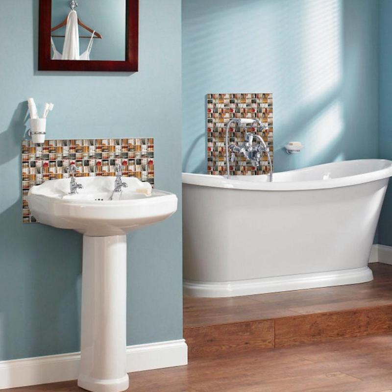 10см*10см/10шт 3D Мозаичная Самоклеящаяся Плитка Толстые Водонепроницаемые Обои Наклейки на Пол Сделай Сам Дом Кухня Ванная Декор