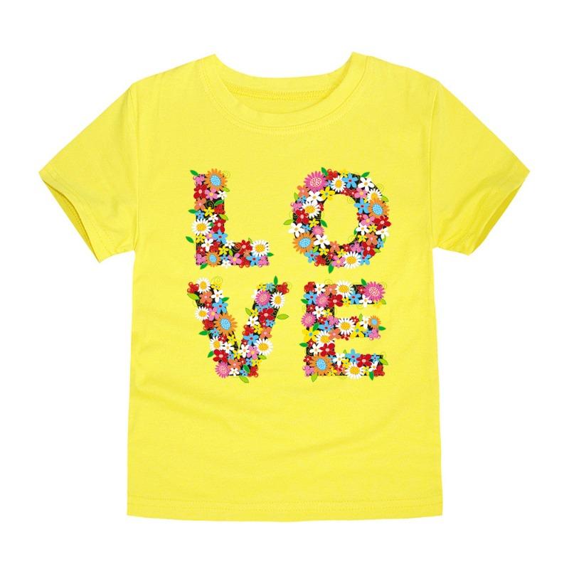 100% Cotton Toddler Girl T Shirt 2 To 3 4 5 6 7 8 9 10 11 12 13 14 Years Pink White Tshirt Flower Print Teenage Girls Tee Shirts