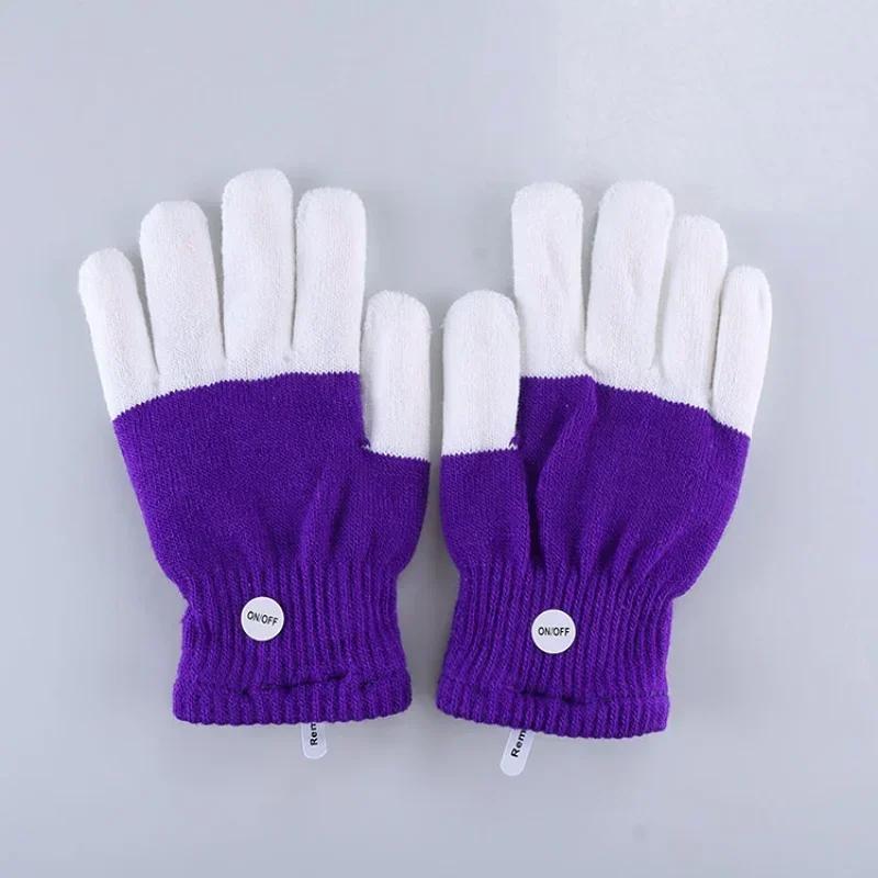 New 1 Pair LED Flashing Magic Gloves Colorful Finger Glowing Glove for Winter Festival