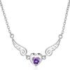 Angel Wings Necklace Female Purple Zirconia Pendant Heart-shaped Short Collarbone Chain Jewelry Romantic Holidays Necklace Gifts for Girlfriends