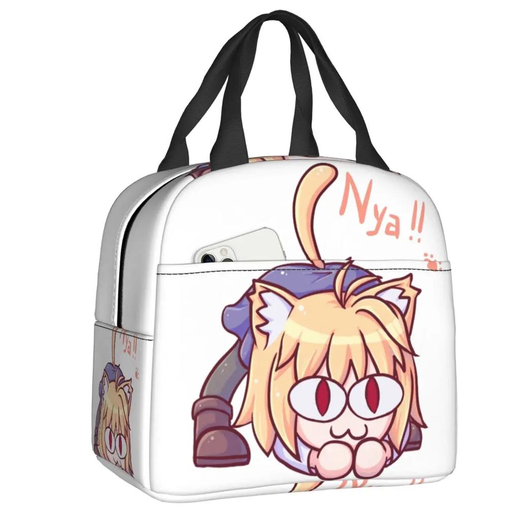 Neco Arc Cat Insulated Lunch Bags for Women Cartoon Comic Game Resuable Cooler Thermal Bento Box Work School Travel