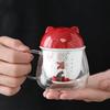 Милая термостойкая стеклянная чашка для чая с изображением кота – Боросиликатная кружка для чая с крышкой и фильтром