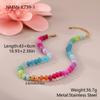 GEMCHIC Women's Dopamine Color Block Natural Stone Beaded Necklace Bohemian Style Layered Choker Statement Jewelry