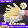 1-10 пар рабочих перчаток с противоскользящим покрытием, ПВХ-точки, хлопковая защита, для маляров, механиков, промышленного строительства