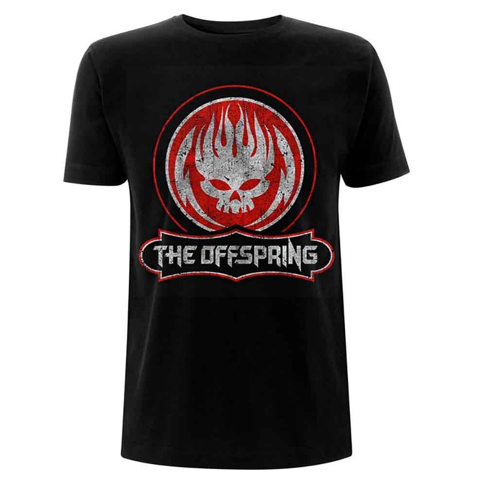 The Offspring T Shirt Distressed Skull Band Logo Official Mens Black L