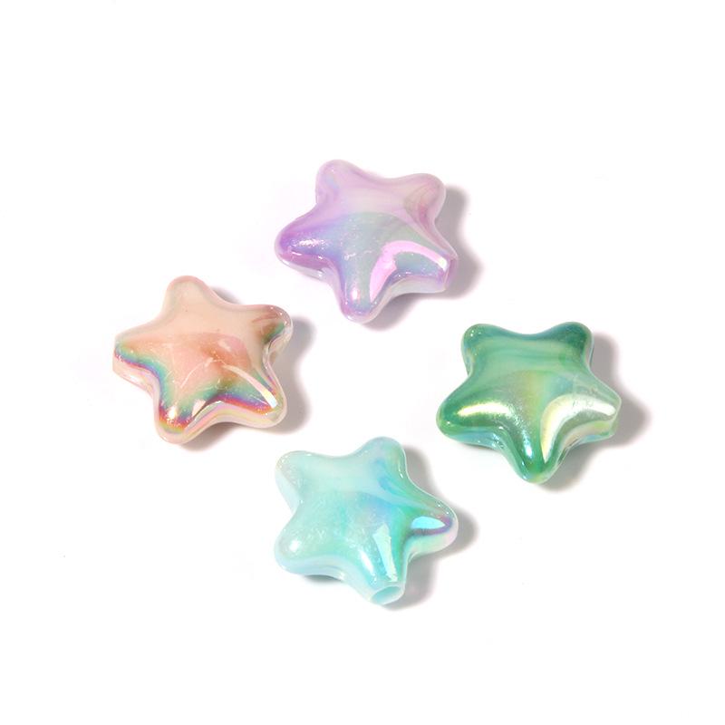 AB-Plated Acrylic Star and Bow Beads for DIY Necklaces and Hairpins