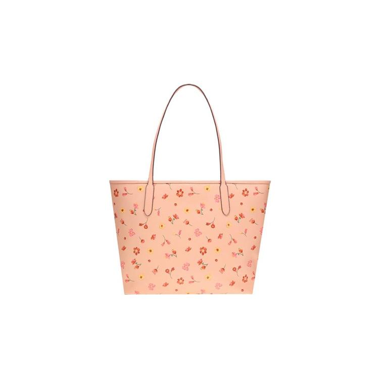 New COACH City PVC With Skin Tote Bag, Shopping Bag, Handbag, Shoulder Bag Women's Pink Patchwork Floral All Over Print C8743-IMSMX