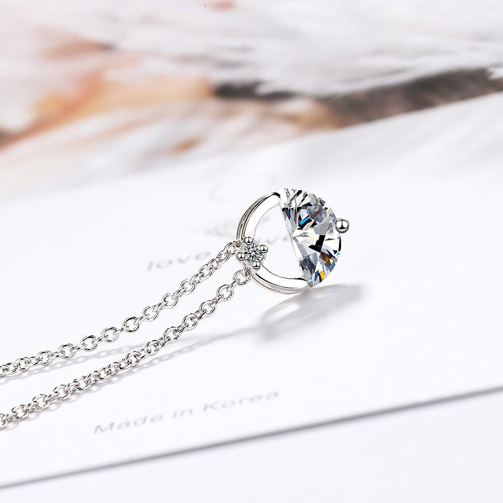 Стерлингового Серебра 925 Круглый Круг Синий Прозрачный Циркон с Водной Весенней Подвеской Ожерелье Ювелирные Изделия для Женщин S-N383