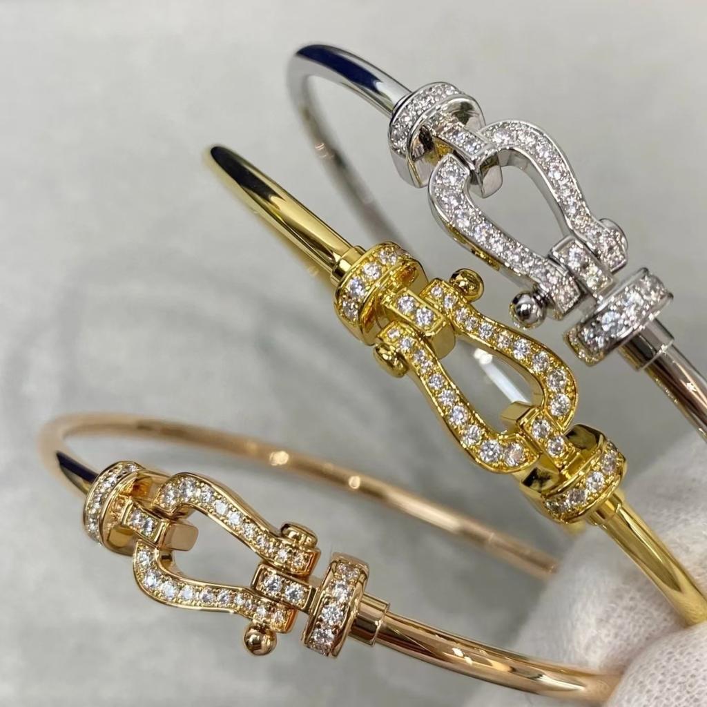 U-shaped Pull-ring Horseshoe Buckle Bracelet Simple and Fashionable Versatile Full Diamond