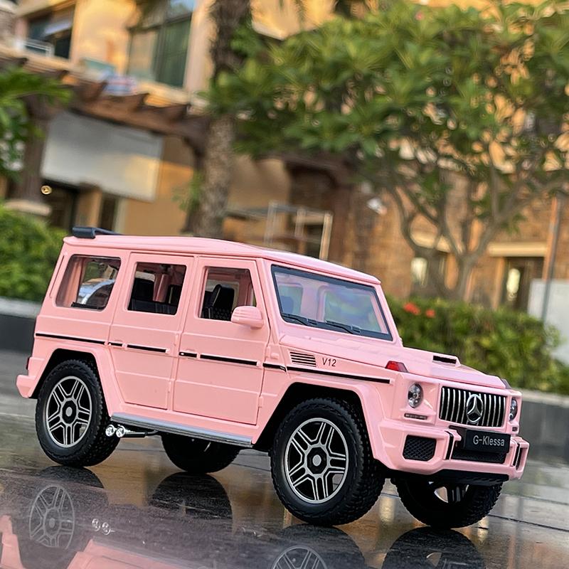1/24 G63 G65, розовая модель автомобиля из сплава, литье под давлением и игрушечная металлическая модель внедорожника, имитация звука и света, коллекция, подарки для детей