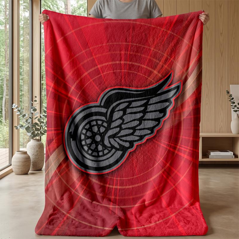Detroit Red Wings Flannel Fleece Blanket Cozy Warm Throw Blanket For Couch Bed Travel All Season Use