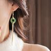 Chinese Style Gold Electroplated Zircon Chalcedony Tassel Earrings - High-End Retro Design