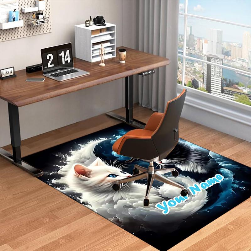 1PC Custom Name Cats Clouds" Theme Floor Mat Ideal for Living Room, Game Rooms, Office, Bedroom Floor Mat Playful Design