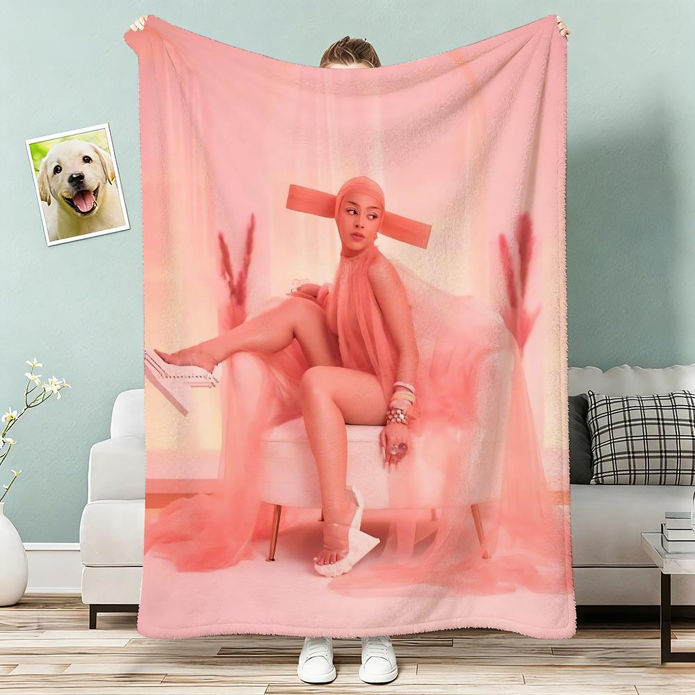 Singer doja cat Album Throw Lightweight g Flannel Blanket Soft Skinfriendly for Summer Cooling