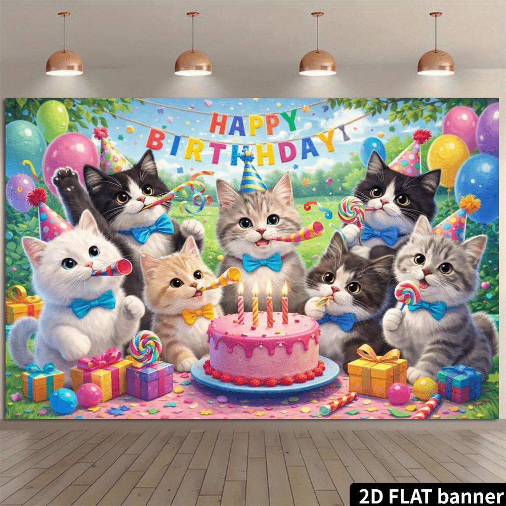 Birthday background, featuring pink cake elements, is suitable for indoor and outdoor birthday celebrations and pet parties.