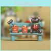 Cute Black Cat Sitting On Bench Watering Flowers Resin Ornaments For Decor Desk