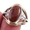 Двухцветное кольцо из стерлингового серебра 925 пробы с натуральным обсидианом красного дерева S.10 i0h78