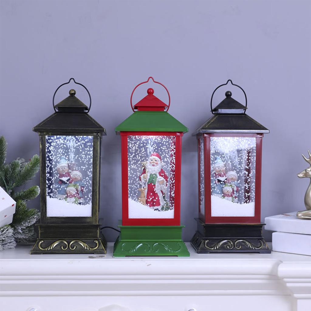 Christmas Musical Snow Lantern USB Plug In & Battery Operated LEDs Fairy Lights Lamp Santa Claus