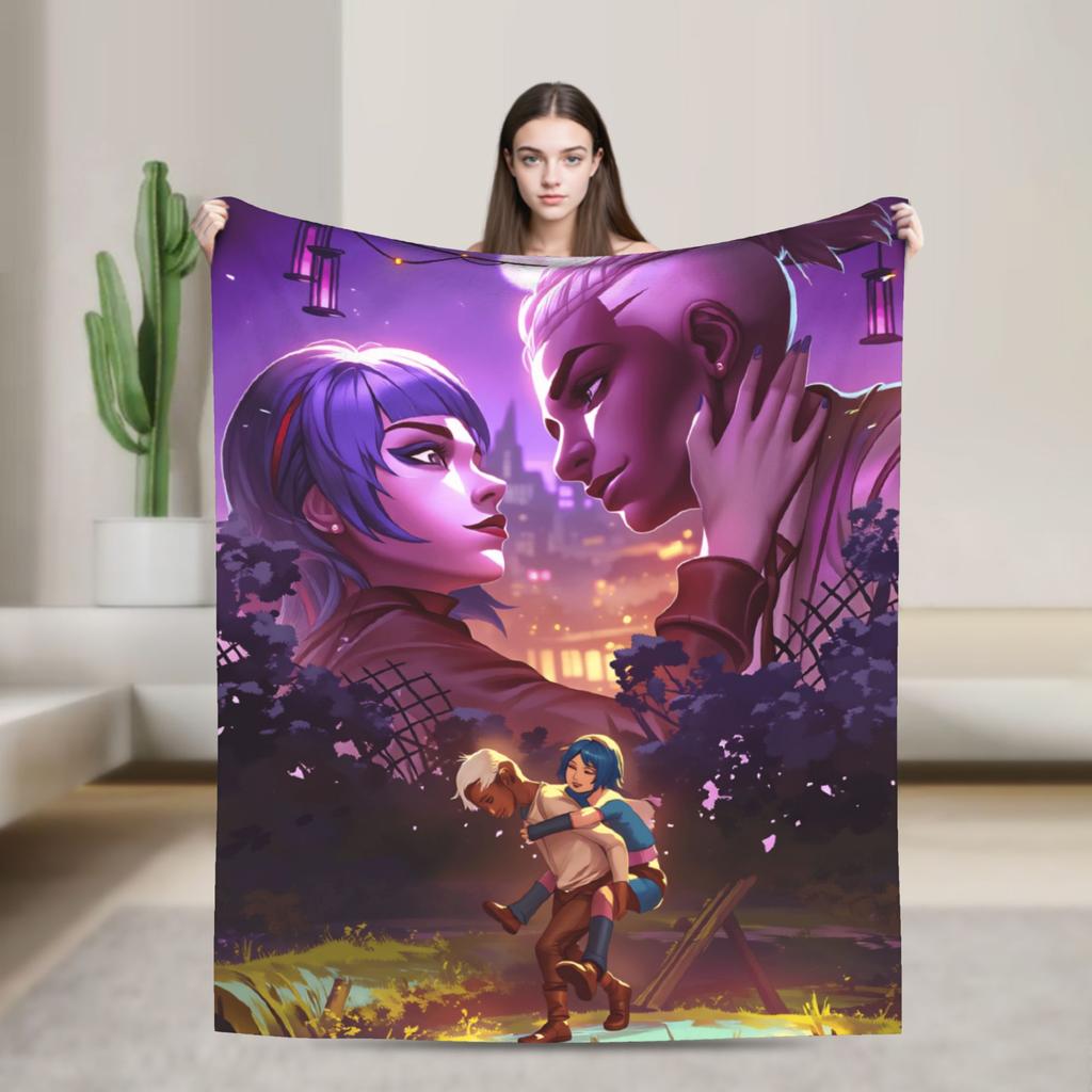 Arcane Flannel Blanket Viktor Game Anime Jinx Jayce Jesus Sevika Soft Warm Throw Blanket for Bedroom Bedspread Sofa Bed Cover