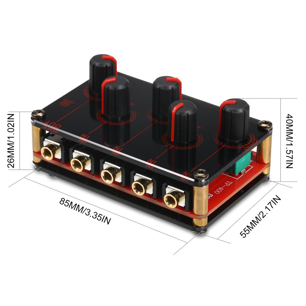 4-канальный линейный стереомикшер, аудиомикшер, пассивный микшерный модуль 4-в-1, мини-стерео, 4-полосный аудиосигнал