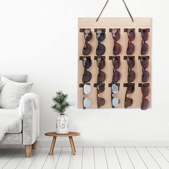 Сумка для очков с несколькими отделениями, принадлежности для спальни, износостойкий, 15 сеток, органайзер для очков, настенная подвесная сумка для хранения, практичная