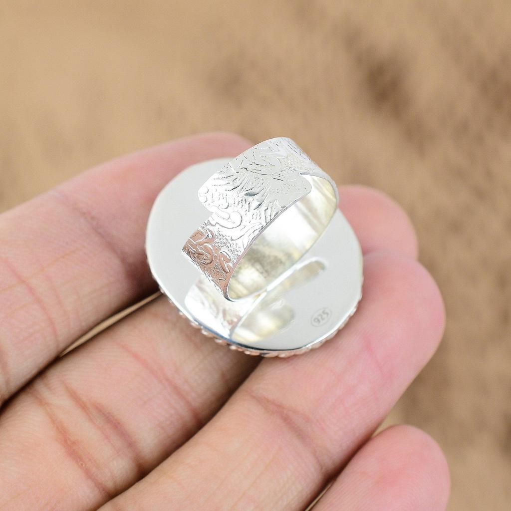 925 Silver Natural Labradorite Multi Stone Wedding Engagement Wife Ring Jewelry