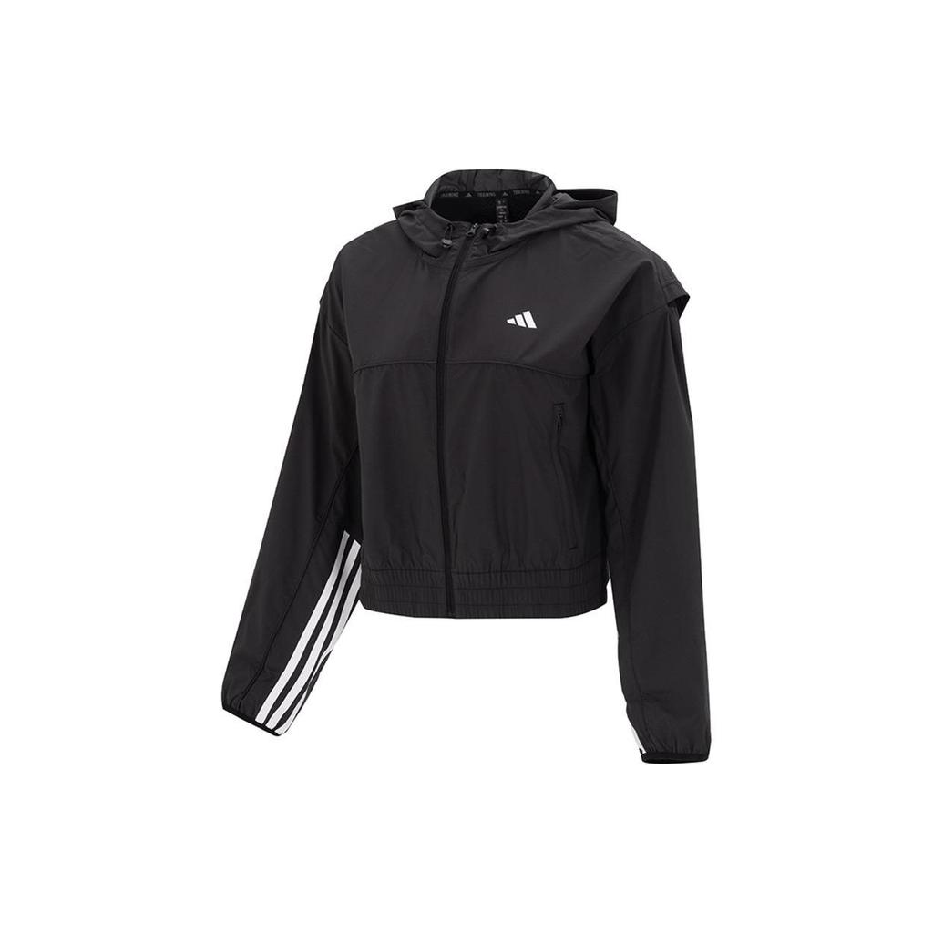 Adidas Wind.Rdy Hyperglam Windbreaker Striped Side Outdoor Jacket Women Outerwear Black IL6977