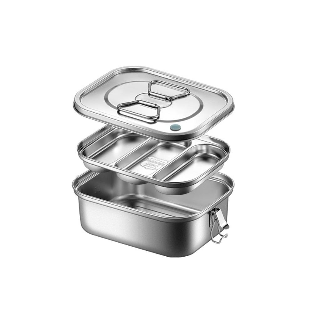 304 Stainless Steel Camping Lunch Box Compartmental Food Storage Box Portable Picnic Box School