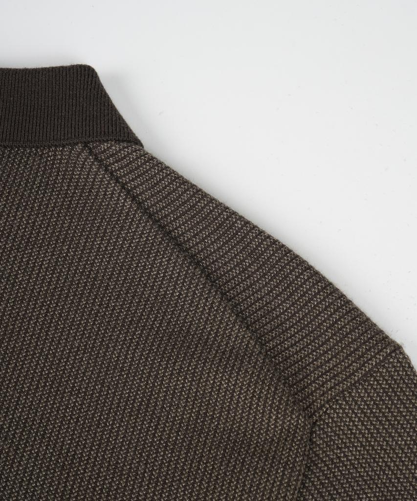 BIRBANTE Soft Washable Two-Tone Collared Knit - Brown