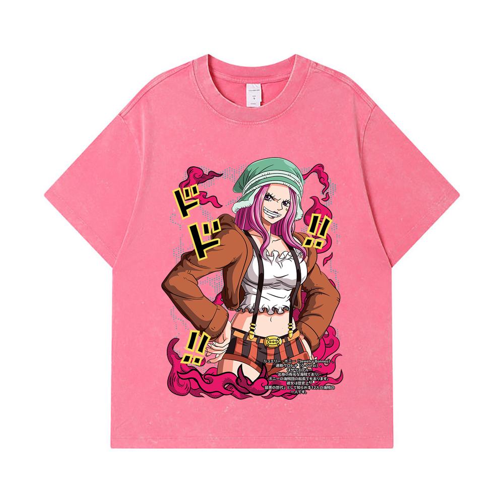 275 GSM Washed T-shirts 100% Cotton One Piece V25 Bonney Print Unisex Heavy Cotton T Shirt