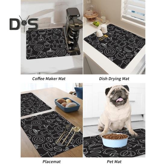 Коврик для кофеварки, впитывающий коврик для сушки посуды, долговечный многоцелевой нескользящий настольный коврик для домашней кухонной стойки