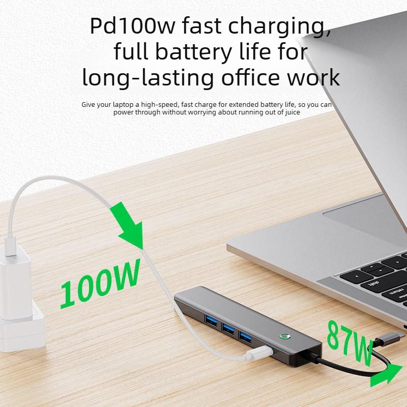 Док-станция Type-C (HUB), USB-конвертер с отключением экрана в один клик, 4K Высококачественное проецирование экрана, Мультиинтерфейсный для ноутбука