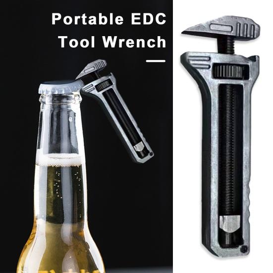 Keychain Bottle Opener Mini Wrench Rustproof Corrosion Resistant Adjustable Compact Size Portable Alloy Multi-tool