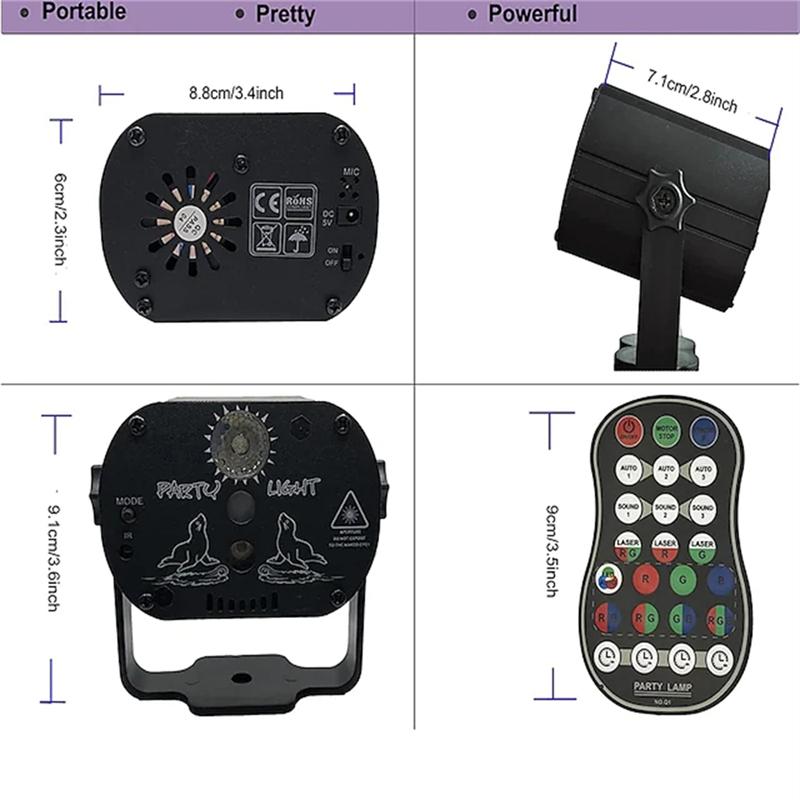 LED Party Light Stage Strobe Light/RGB DJ Laser Light Portable Voice Control Disco Light With Remote Control For Halloween Chris