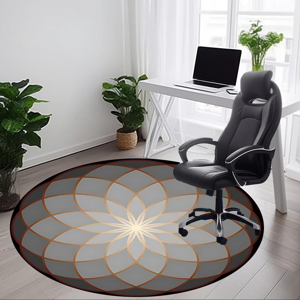 1pc Flower MandalaChair Carpet for Office, Indoor Non-Slip Washable Polyester Fiber Carpet, Mat For Office, Machine Washable