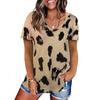 Fashion T-shirt Women's Summer Y2k Clothes 3d Leopard Print V-neck Short-sleeve Tops Tees Oversized T Shirt Woman Clothing