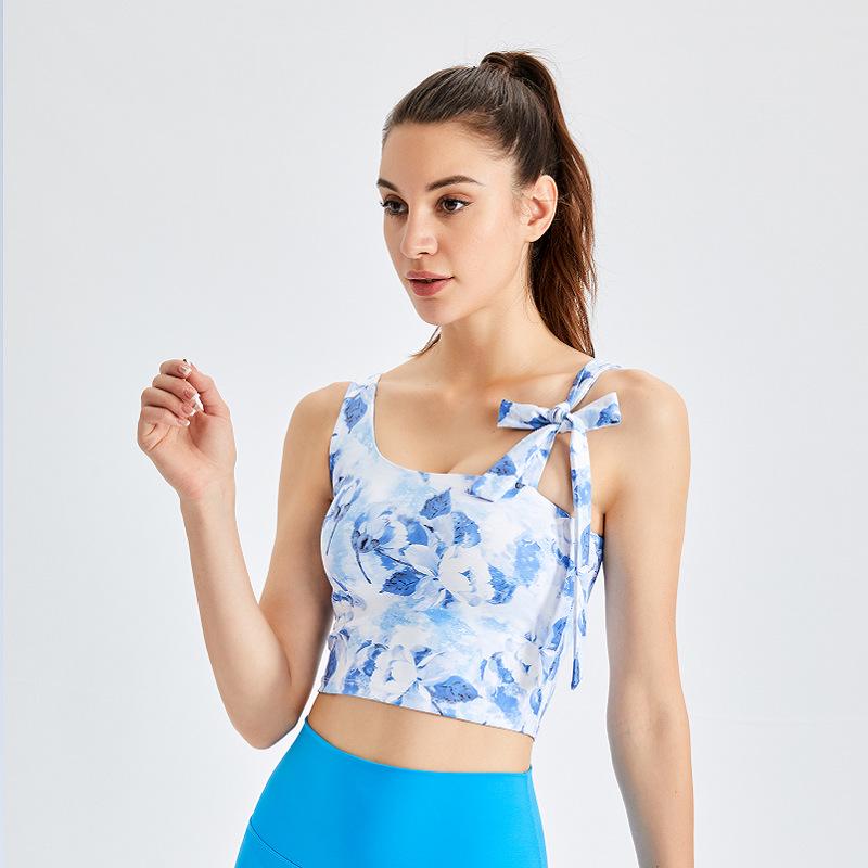 Новый стильный спортивный бюстгальтер для йоги с принтом феи: Женский топ для фитнеса и бега в стиле майки с ремешком и нагрудной накладкой